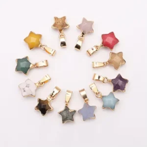 Natural Jade Agate Crystal and Quartz Star Pendants, Interchangeable DIY Jewelry Charms