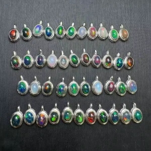 Natural Purple Crystal Opal 925 Silver Pendant
