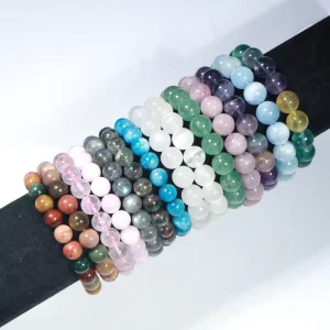 Natural Rose Quartz Crystal Beaded Bracelet for Women