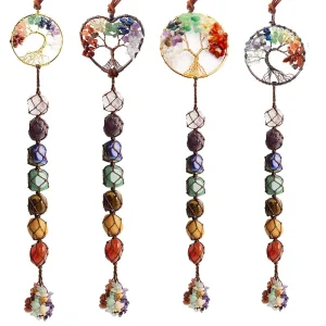 Natural Semi-Precious Stone Pendant Meditation Pendulum Colorful Crystal Mushroom Gemstone Chakra Combination Set