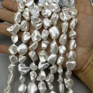 Natural Shell Created Pearl Irregular Tooth-Shaped Straight-Hole Beads DIY Jewelry Necklace Accessories