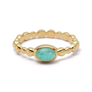 Natural Stone Bobble Ring 925 Silver