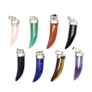 Natural Stone Charm Pendant with Crystal Stones for Necklace Jewelry Making