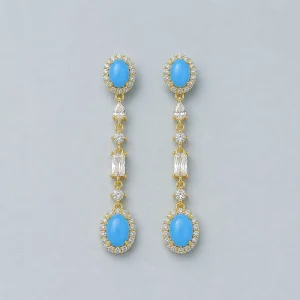 Natural Turquoise Stud Earrings, 925 Sterling Silver, December Birthstone