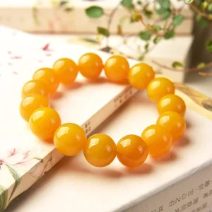 Natural Yellow Agate Beaded Bracelet with Stone Accent