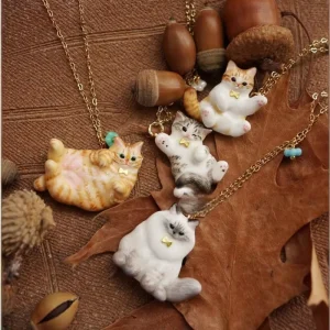 New Design Cute Electric Oil Drop Cat Animal Series Stainless Steel Gold-Plated Pendant Necklace Fine Fashion Jewelry