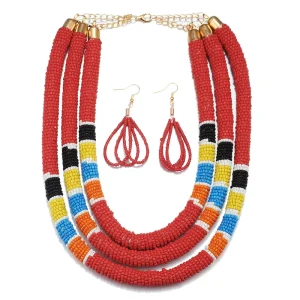 New Designs Statement Seedbeads African Necklace Bridal Jewelry Sets