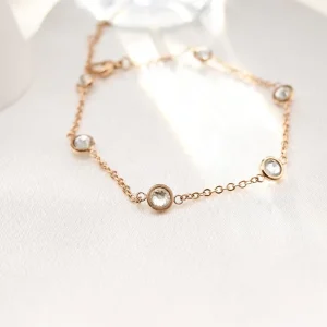 New Fashion Round Crystal Craft Stainless Steel Bracelet Fine Jewelry Charm Bracelet