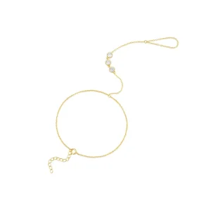 New Style Fine 925 Sterling Silver Jewelry Zircon Link Chain Finger Ring Connected Bracelets