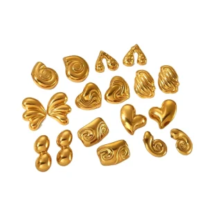 ODM Stainless Steel Textured Pattern Stud Earrings for Women
