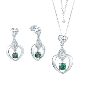 Custom OEM Zircon 925 Silver Gold-Plated Bridal Engagement Wedding Heart-Shaped Earrings and Necklace Women’s Jewelry Set