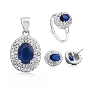 OEM Custom Crystal, Diamond and Gemstone 925 Sterling Silver Zircon Bridal Wedding Jewelry Set