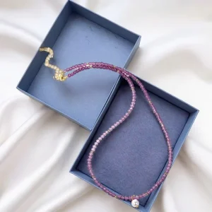 OEM Handmade Purple Glass Beaded Pearl Necklace, Faceted-Cut Brass Jewelry for Women