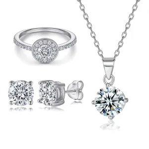 OEM/ODM Customized 925 Sterling Silver 3A Round Cubic Zirconia Women’s Jewelry Set