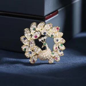 OEM Zircon Peacock Brooch