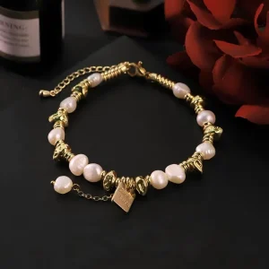 Original Design Natural Pearl Chain Bracelet Light Luxury Style Versatile Bangle