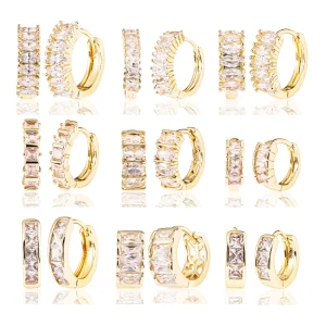 Oro Laminado 14K Gold-Plated Zirconia Hoop, Stud, and Drop Earrings