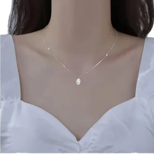 PL135 925 Sterling Silver Shell Collarbone Chain Necklace
