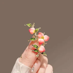 Peach Death Fruit Brooch for Women, Corsage Accessory
