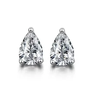 Pear Shaped Moissanite Stud Earrings S925 Silver Plated 18K Gold Claw Setting Women’s Wedding