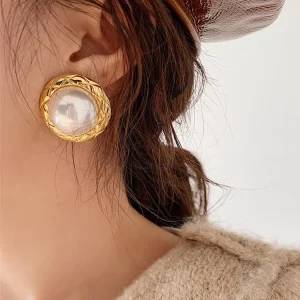 Pearl Alloy Stud Ear Cuff Clip On Earrings Non Pierced for Women