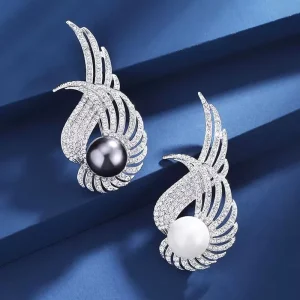 Pearl Brooch Pins for Women, Alloy Rhinestone Zircon, Wedding and Party