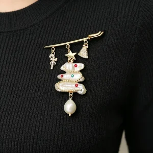 Pearl Brooch with Beaded Edge for Summer Dresses, Sundresses, Blouses, and Collars