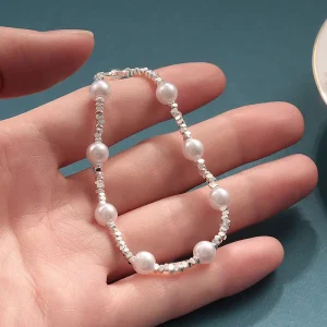 Pearl Cubic Zirconia Spacer Bracelet, Ethnic Bangle, Women