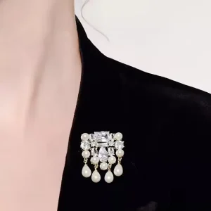 Pearl Flower Coat Brooch Holiday Brooch
