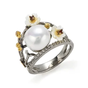Pearl Silver Couple Ring
