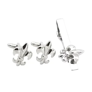 Personalized Brass Cufflinks and Tie Clips Set for Men Wedding Party Gift