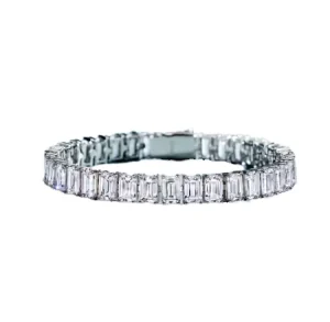 Platinum Children’s Emerald-Cut Tennis Bracelet 20 cm IGI Certified
