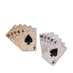 Poker Card Brooch Zinc Alloy Suit Lapel Pin