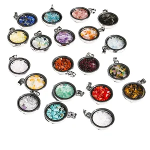 Precious Gemstone Round Pendant Handmade Crystal Necklace for Women