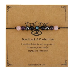 Protective Eye Bracelet with Stone Beads and Crystals, Handcrafted, Unisex