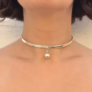 Punk Collarbone Chain Choker Necklace 925 Silver Pearl Shape
