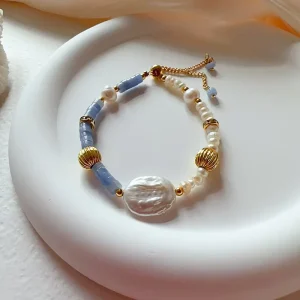 Purple Agate Natural Stone Baroque Pearl Pull-Out Bracelet