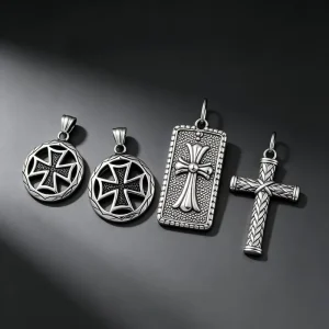 QX Fine Jewelry Manufacturer Customizable Classic 316 Stainless Steel Edge Set Woven Pattern Fashion Pendant Necklace