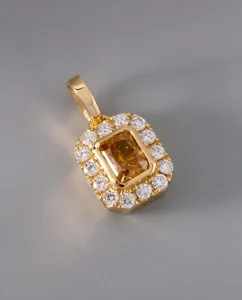 Radiant-Cut Yellow Lab-Grown Diamond Pendant Charm, 925 Sterling Silver, 18K/14K/10K Options