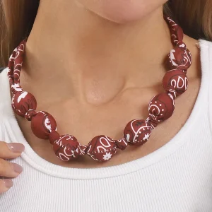 Random Pattern Silk Scarf Bead Stainless Steel Bohemian Choker Necklace
