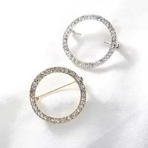 Reading Glasses Holder Full Rhinestone Round Circle Eyeglasses Holder Pin Brooch