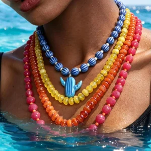 Retro Color Bead Multi Layer Stacked Necklace Women’s Beaded Jewelry Accessories