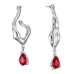 Retro Red Rhinestone Tassel Earrings