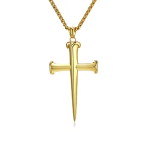 Retro Stainless Steel Stud Cross Pendant Necklace