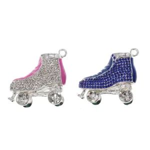 Rhinestone Roller Skate Pendant Necklace with Crystal Ice Skate Charm
