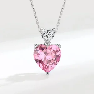 Rhodium-Plated Heart-Shaped Crystal Zircon Pendant Women’s Fashion Light Luxury Large Jewelry