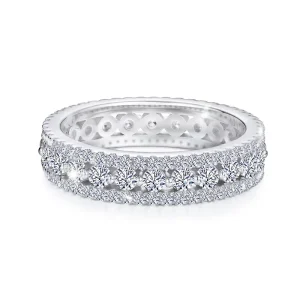 Rhodium Plated Round Tennis CZ Wedding Band Ring for Brides Daily Wear 925 Sterling Silver
