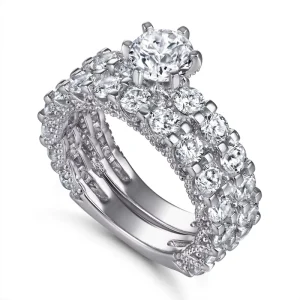 Ring Set Main Stone 6.0mm Round Moissanite Rings Jewelry Women Moissanite Ring