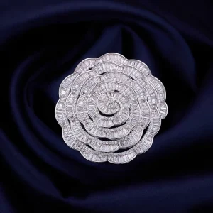 Rose Brooch with Zircon-Inlaid Camellia Lapel Pin for Women