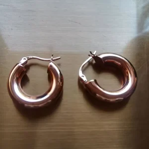Rose Gold 925 Silver Chunky Round Hoop Earrings